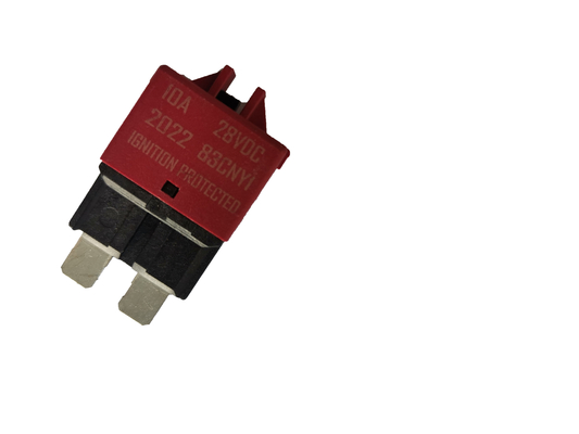 ฟิวส์ใบมีดเบรกเกอร์แบบรีเซ็ตได้สีแดง 28VDC 5A กระแสไฟที่ได้รับการจัดอันดับ