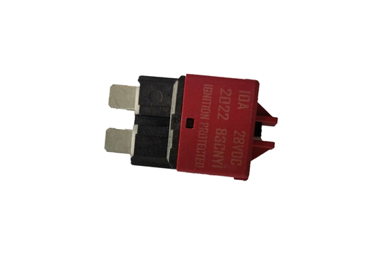 ฟิวส์ใบมีดเบรกเกอร์แบบรีเซ็ตได้สีแดง 28VDC 5A กระแสไฟที่ได้รับการจัดอันดับ